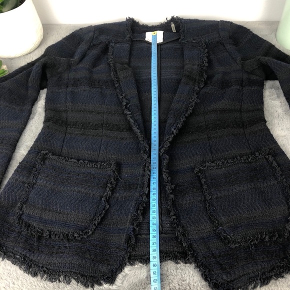 Rebecca Taylor Tweed Blazer with Frayed Edges Navy - Picture 14 of 16